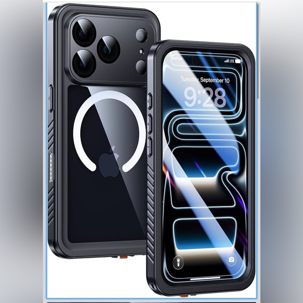 Lanhiem Magnetic iPhone 17 Pro Case W/Strap-Waterproof-MagSafe-Black-6.3"